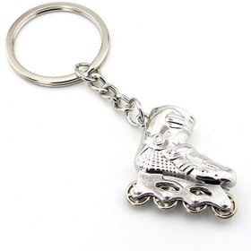 Resim Solfera Gümüş Renk Paten Roller Skate Döner Teker Metal Anahtarlık Kc003 