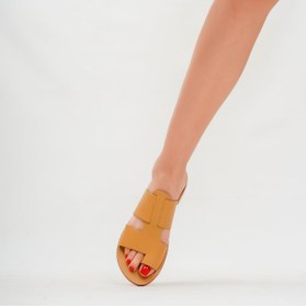 Resim DaphneSandals Hakiki Deri Kadın Naturel Terlik-4308 