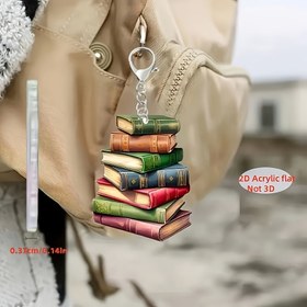 Resim 2D Düz, 2D Akrilik Kitap Anahtarlık - Renkli Yığın Kitap Tasarımı, Çantalar, Anahtarlar, Ev ve Araba Dekoru için Dayanıklı Kolye, Tatiller, Arkadaşlar ve Çiftler için Mükemmel Hediye | Yaratıcı Süs | Kitap Severin Hediyesi, Kitap Anahtarlık, Anahtarlık Kadınlar için, Anahtarlık Sırt Çantası için, Estetik Anahtarlık, Çanta için Anahtarlık, Anahtarlık Evde 