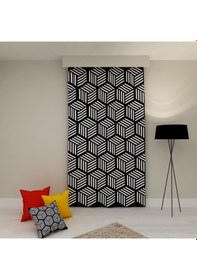 Resim PAREDORA Altıgen Çizgiler Tek Kanat Fon Perde 