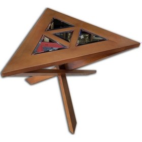 Resim Zigon-Orta Sehpa Üçgen Ahşap Kayın Ceviz Renk Üstü Cam Model El Y 