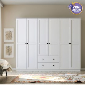 Resim Side 6 Kapak 2 Çekmece Mega Gardırop Beyaz 