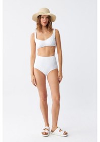 Resim Akbeniz Kadın Beyaz Pedli Yüksek Bel Bikini Takımı 