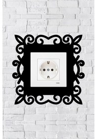 Resim Desen Dekoratif Priz Çerçevesi İç Ölçü 8,4x8,4 Cm Dekoratif Priz - Anahtar Çerçevesi - Duvar Susu Siyah 