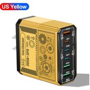 Resim 25w 3usb + 3pd Şarj Cihazı 6 Port Hızlı Şarj Qc3.0 Tip C Cep Telefonu Duvar Jj304-3a3c Us Yellow 1 Adet 