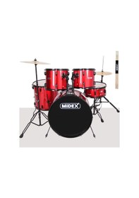 Resim Midex CD900X-RD 22'' Yetişkin Akustik Bateri Davul Seti 22B-13T-12T-16F-14S (5 Parça) 