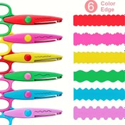 Resim 6 adet El Yapımı DIY Albüm Makas Seti - Renkli Güvenlik Dantel Kesim Desenli El Yapımı Makas Gençler için, Eğlenceli ve Yaratıcı El Yapımı Aracı, El Yapımı Malzemeleri, Desenli Makaslar, Renkli El Yapımı Araçları, Dayanıklı El Yapımı Makaslar 