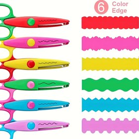 Resim 6 adet El Yapımı DIY Albüm Makas Seti - Renkli Güvenlik Dantel Kesim Desenli El Yapımı Makas Gençler için, Eğlenceli ve Yaratıcı El Yapımı Aracı, El Yapımı Malzemeleri, Desenli Makaslar, Renkli El Yapımı Araçları, Dayanıklı El Yapımı Makaslar 