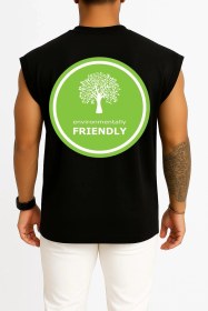 Resim Bahriyeli Collection Oversize Environmentally Friendly Natural Environment Cep Ve Sırt Tasarımlı Atlet Siyah 