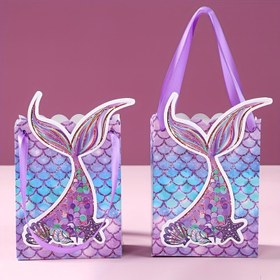 Resim 20 adet Pembe Sequin Denizkızı Kuyruk Kağıt Hediye Çantaları - Kışkırtıcı Su Altı Tasarımı, Doğum Günü Partisi Hediyeleri, Şeker Hediyeleri ve Gençler Duşları için Mükemmel, Denizkızı Partisi Süsleri, Noel, Cadılar Bayramı 