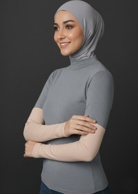 Resim Sonbaharmoda Kadın Tesettür Likralı Esnek Düz Penye Kolluk 