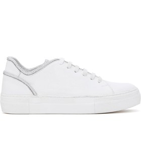 Resim Kadın Beyaz Deri Sneaker 