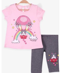 Resim Breeze Kız Bebek Kapri Taytlı Takım Balon Baskılı 18-24 Ay Pudra 