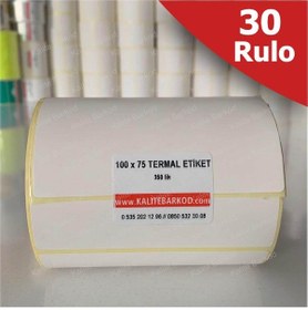 Resim Termal Etiket 100X75 - Barkod Etiketi 30 Rulo 10.500 Adet 