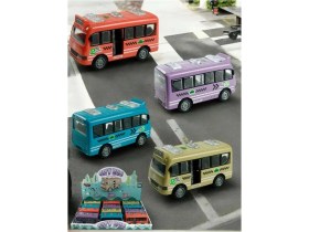 Resim Brother Toys Otobüs Sürtmeli Renkli Kapıları Açılan Oyuncak Otobus 1 Adet 12 Cm. 