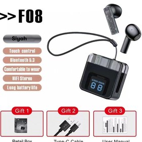Resim Karler Bass F08 Dijital Şarj Göstergeli TWS Bluetooth Kulaklık - Siyah 