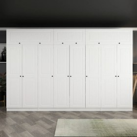 Resim Minar Kale 8 Mebran Kapaklı 2 Iç Çekmeceli Dolap ve Yüklük Beyaz 210 cm 