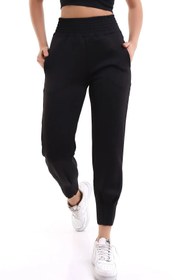 Resim winmoda Siyah Jogger Eşofman Altı Scuba Dalgıç Yüksek Bel Likralı 
