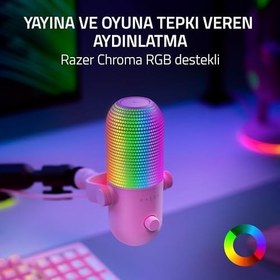 Resim Razer Seiren V3 Chroma - RGB USB Mikrofon - Tap-to-Mute özellikli Süperkardioid Kondenser Mikrofon (Reaktif Aydınlatma, Dijital Kazanç Sınırlayıcı ve Entegre Şok Emici) Quartz 