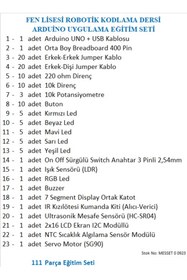 Resim eğiteklab Fen Lisesi Robotik Kodlama Dersi Arduino Uygulama Eğitim Seti 