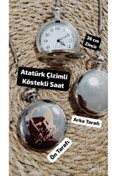 Resim Brality Lüks Köstekli Saat ( Atatürk Çizim Desenli) ( Gümüş Renk) ( 36 Cm Zincirli)- 0053 