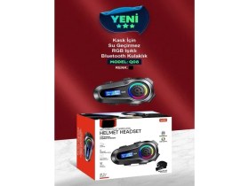 Resim Deanb Q008 LCD Ekran Fm Radio Eq Ses Ipx6 Su Geçirmez Rgb Işıklı Bluetooth Motosiklet KASK Kulaklığı Interkom 
