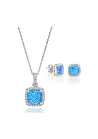 Resim Servi 925 Ayar Gümüş Aqua Opal Set-37 