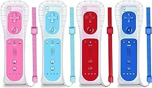 Resim NC Wii Controller 4 Pack, Replacement for Wii Remote Controller,Compatible with Nintendo Wii/Wii U, With Silicone Case and Wrist Strap. (Dark Blue+Red+Light Blue + Pink) 