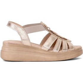 Resim Venüs 2409912y Kadın Hakiki Deri Dolgu Topuk Sandalet Altın Altın 