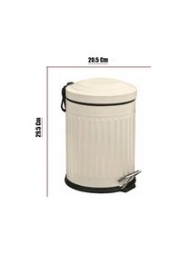 Resim Vintage 5 Lt Yavaş Kapanır Kapaklı Ofis Mutfak Banyo Balkon Çöp Kovası Krem Krem 