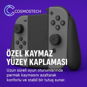 Resim Cosmostech Kontrolfreek Turbo Nintendo Switch Joy-Con Uyumlu High-Rise Konkav Analog Başlık (Siyah) 