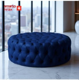Resim Smarto Relax Puf Evolene Ayaksız Kapitoneli Dekoratif 100x45 Cm Lacivert Lacivert 