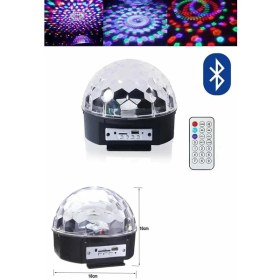 Resim Nemere Küre Disko Topu Müzik Çalar Renkli Lazer Işıklı Bluetooth Disko Parti Işığı Kumandalı Nem 