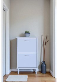 Resim Eliusta Kalvo 52 Cm Genişlikte Beyaz Renk Ayakkabılık 52x86x26 Cm Ayaklı Ayakkabılık Beyaz 