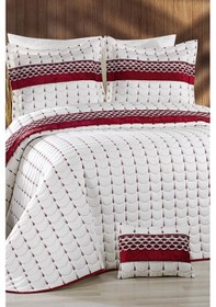 Resim Colors Micro Çift Kişilik Yatak Örtüsü Krem Bordo 