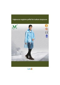 Resim Letsii Unisex İnce Şeffaf Yağmurluk Kapüşonlu Dört Çıtçıtlı Çok Renkli 