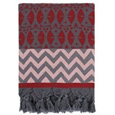 Resim Kırmızı Antrasit Adinkra Peştamal 