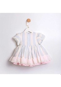 Resim Carousel Nakış Detaylı Kız Bebek Elbise Mavi 