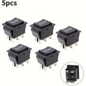 Resim 5 adet KCD4 Siyah Rocker Anahtar 3 Pozisyonlu 6-Pin (ON-OFF-ON) Reset Oklu, 16A 250VAC/20A 125VAC, Bakır Kontaklar & Panel Montajı için Sıkma Terminalleri Endüstriyel Elektrik Uygulamaları, Şık Anahtar Tasarımı, Güvenilir Yapı 