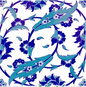 Resim Armada Çini 20x20 Cm Ac 32 Selçuklu Mavi Beyaz Kütahya Çini Karo 