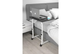 Resim Depolife Eğim Yükseklik Ayarlı Laptop Sehpası Kahvaltı Ders Çalışma Bilgisayar Masası Metal Ayak Tekerlekli 