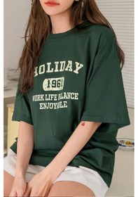 Resim Unisex Holiday Baskılı Tasarım Tshirt Yeşil 