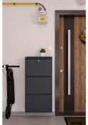 Resim Ceha Kilitli 3'lü Metal Ayakkabılık - Antrasit K.AYK-3 /AB7024/KL 