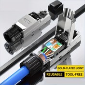 Resim 8 Pinli Ethernet RJ45 Gigabit/NBN/LAN/WAN/PoE Uyumlu Jak - Altın Kaplama Yeniden Kullanılabilir - Renk Kodlu Kablolar ve Etiketli Kontaklarla Ücretsiz Tak-Çalıştır Konnektör, PoE Cihazlar için Dayanıklı Korumalı Kablo Konnektörü, 8 Pinli PCIe Tipi, 8 Pinli Ethernet Kablosu, Erkek-Erkek Bağlantı 