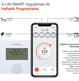 Resim General Life Mitra HT25 RF SMART Kablosuz Wi-Fi Akıllı Oda Termostatı 