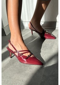 Resim Luvishoes Magra Bordo Rugan Kadın Topuklu Ayakkabı Bordo Rugan 