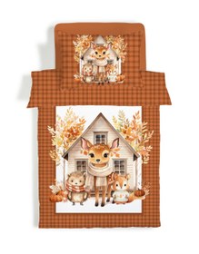 Resim Evmila Sevimli Hayvanlar Desenli Nevresim Takımı - 160x220cm Nevresim +50x70cm Yastık Kılıfı+100x200cm Çarşaf 