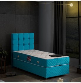 Resim Setaymobilya Baza, Duke Turkuaz Tek Kişilik Baza + Başlık+ Ortopedik Yatak 
