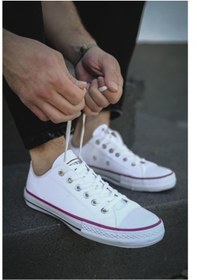 Resim Oksit Beyaz - Gnx Uso Günlük Spor Düz Taban Erkek Keten Sneaker 