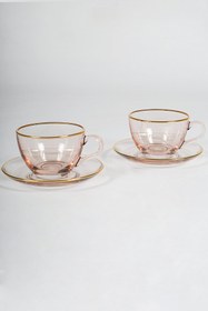 Resim Five O'clock 2'li Çay Fincanı SetiSomon 240 cc - Somon / Gold Rim 